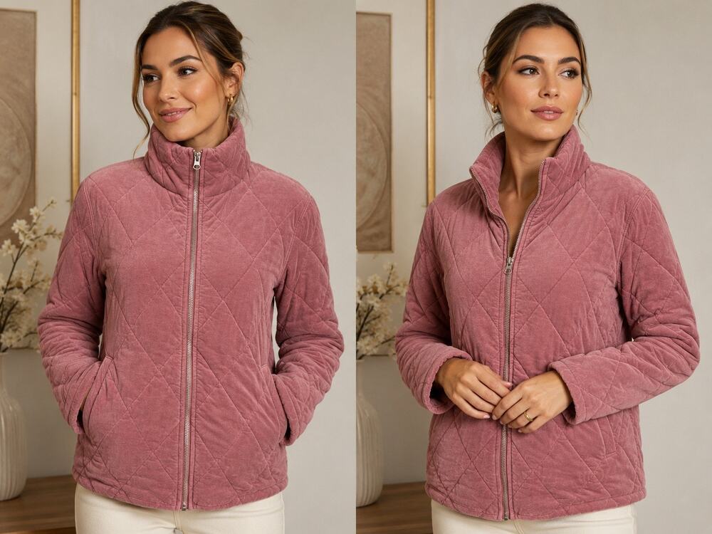 Wild Fable Quilted Rose Dust Cotton Jacket Full Zip Size S Lightweight Coat